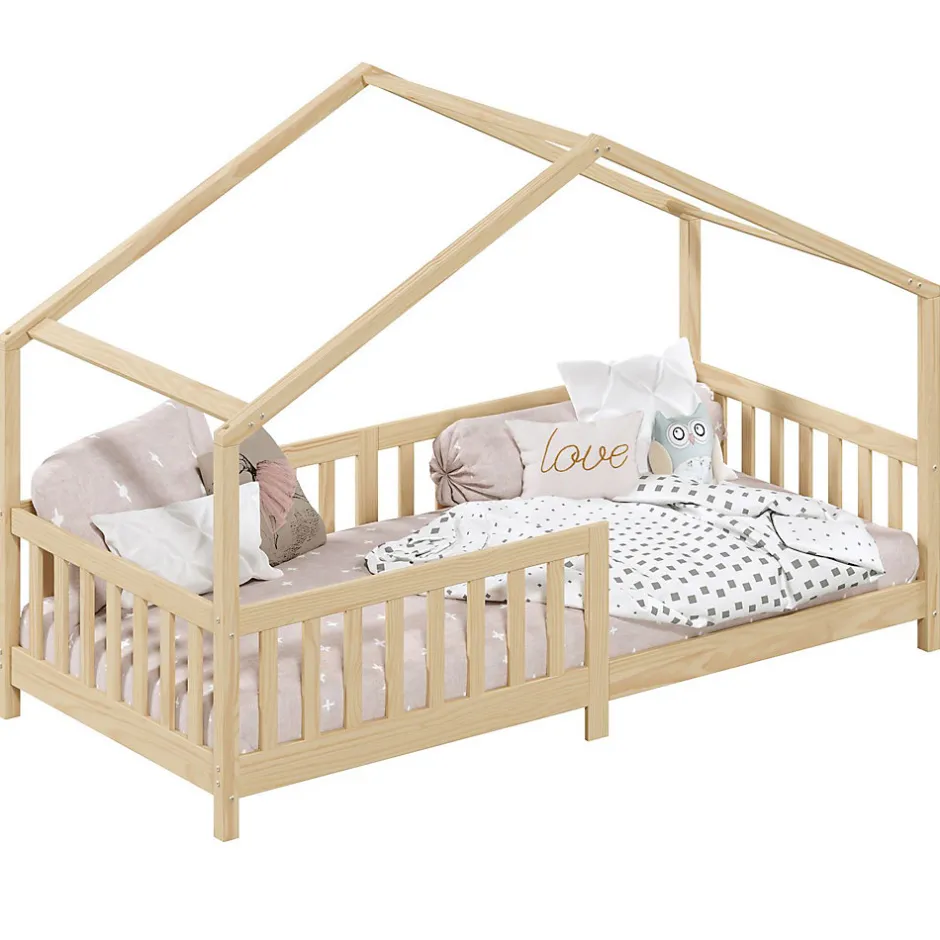 Enfant Idimex Lit cabane LISAN 90 x 190 cm, en pin massif naturel