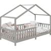 Enfant Idimex Lit cabane LISAN 90 x 190 cm, en pin massif lasuré gris