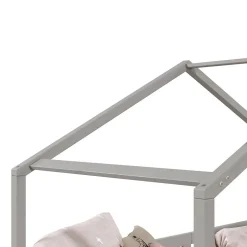 Enfant Idimex Lit cabane LISAN 90 x 190 cm, en pin massif lasuré gris