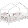 Enfant Idimex Lit cabane LISAN 90 x 190 cm, en pin massif lasuré blanc