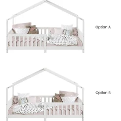 Enfant Idimex Lit cabane LISAN 90 x 190 cm, en pin massif lasuré blanc