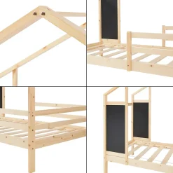 [En.Casa] Lit cabane Lorenskog bois de pin 90 x 200 cm naturel en.casa Best