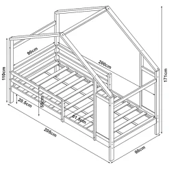 [En.Casa] Lit cabane Lorenskog bois de pin 90 x 200 cm naturel en.casa Best