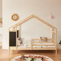 [En.Casa] Lit cabane Lorenskog bois de pin 90 x 200 cm naturel en.casa Best