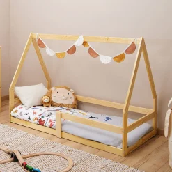Enfant Idimex Lit cabane LUSIA 80 x 160 cm, en pin massif naturel