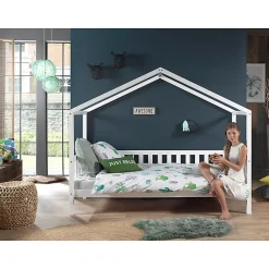 Petits-Meubles Lit cabane MH 90x200 Sommier inclus Vipack Dallas - Blanc Discount