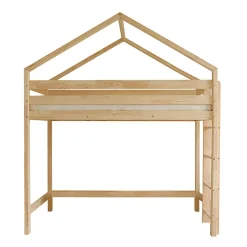 Enfant Petits-Meubles Lit cabane mi-hauteur 90x200 sommier inclus Candice Bois