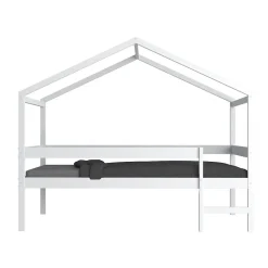 Weber Industries Lit cabane MIKA 90x190 + sommier + matelas IRIS / Blanc Discount