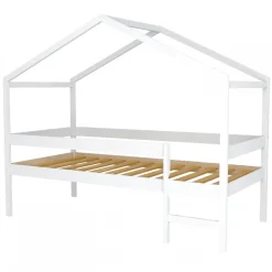Weber Industries Lit cabane MIKA 90x190 + sommier + matelas IRIS / Blanc Discount