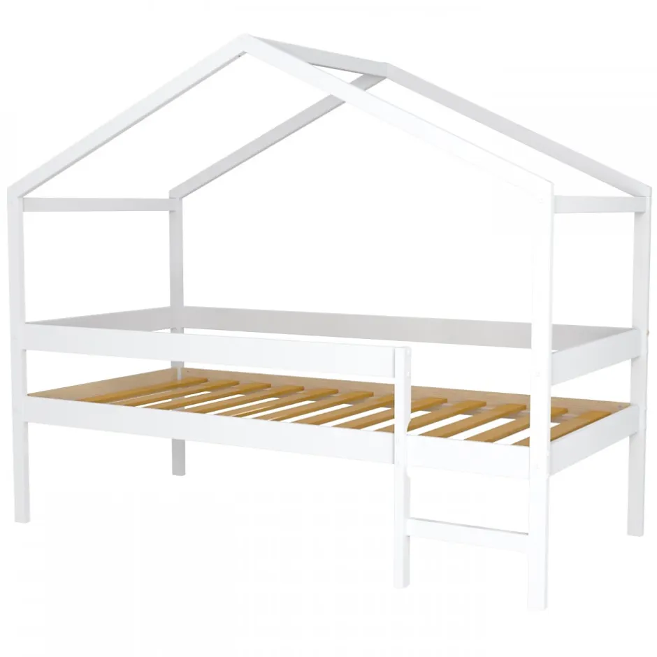 Weber Industries Lit cabane MIKA 90x190 + sommier + matelas IRIS / Blanc Discount