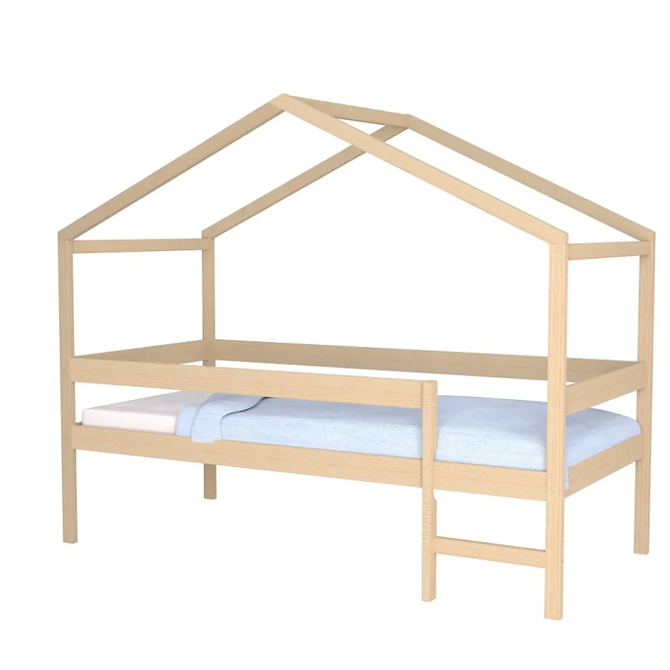 Weber Industries Lit cabane MIKA 90x190 + sommier + matelas IRIS / Naturel