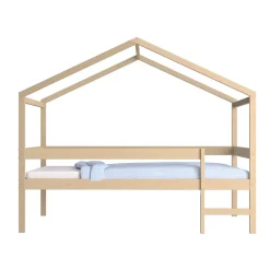 Weber Industries Lit cabane MIKA 90x190 + sommier + matelas IRIS / Naturel