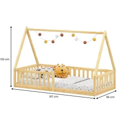 Idimex Lit cabane NICOLAS 90 x 190 cm, en pin massif coloris naturel Clearance