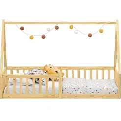 Idimex Lit cabane NICOLAS 90 x 190 cm, en pin massif coloris naturel Clearance