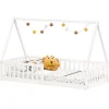 Enfant Idimex Lit cabane NICOLAS 90 x 190 cm, en pin massif laqué blanc