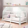 Idimex Lit cabane NINA 90 x 190 cm, en pin massif lasuré blanc Outlet