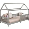 Enfant Idimex Lit cabane NINA 90 x 190 cm, en pin massif lasuré gris