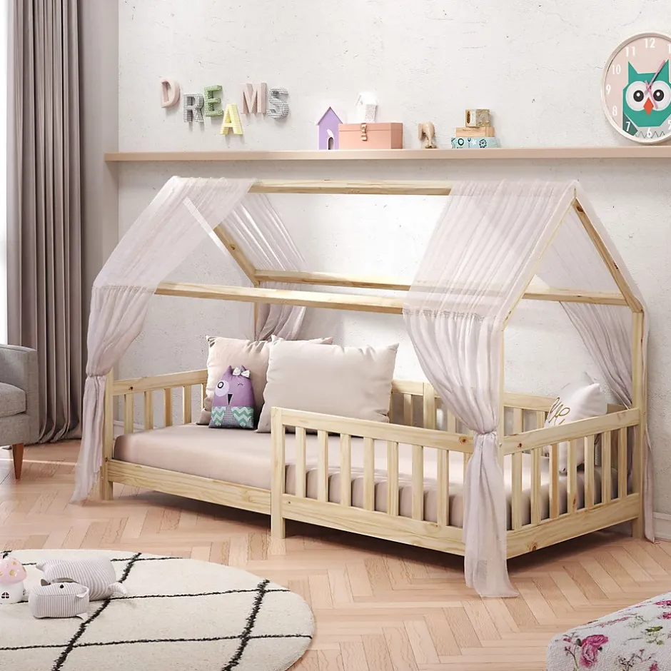 Idimex Lit cabane NINA 90 x 190 cm, en pin massif finition naturelle Clearance