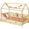 Enfant Idimex Lit cabane NUNA avec tiroirs, 90 x 200 cm en pin massif finition naturelle