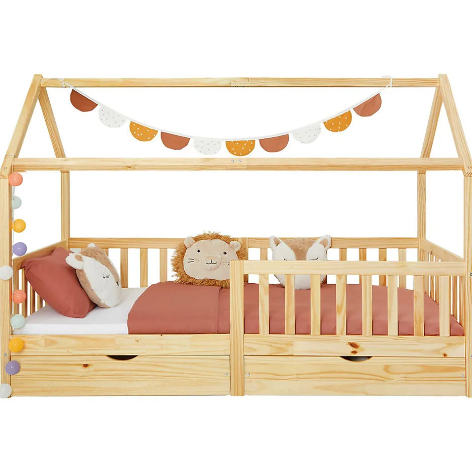 Enfant Idimex Lit cabane NUNA avec tiroirs, 90 x 200 cm en pin massif finition naturelle