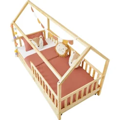 Enfant Idimex Lit cabane NUNA avec tiroirs, 90 x 200 cm en pin massif finition naturelle