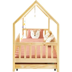 Enfant Idimex Lit cabane NUNA avec tiroirs, 90 x 200 cm en pin massif finition naturelle