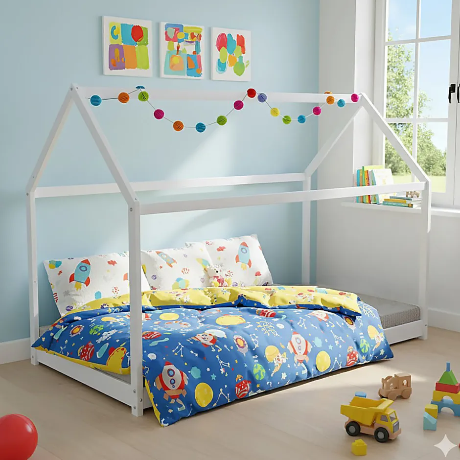 Enfant Weber Industries Lit cabane PANDA 90x190 + 1 sommier / Blanc