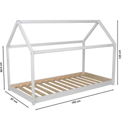 Enfant Weber Industries Lit cabane PANDA 90x190 + 1 sommier / Blanc