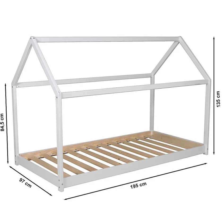 Enfant Weber Industries Lit cabane PANDA 90x190 + 1 sommier / Blanc