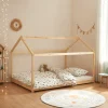 Enfant [En.Casa] Lit cabane pour enfant Cerro bois de pin contreplaqué 120 x 200 cm naturel en.casa