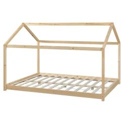 Enfant [En.Casa] Lit cabane pour enfant Cerro bois de pin contreplaqué 120 x 200 cm naturel en.casa