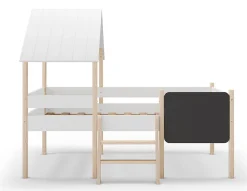 Pegane Lit cabane pour enfant en bois coloris blanc, couchage 90 x 190 cm - Longueur 203 x Profondeur 123 x Hauteur 164 cm