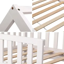 Enfant Happy Garden Lit cabane pour enfant 190x90cm blanc MARCEAU -