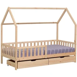 Happy Garden Lit cabane pour enfant 190x90cm en bois avec tiroirs MARCEAU - Clearance