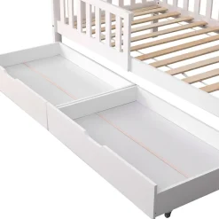 Happy Garden Lit cabane pour enfant 190x90cm blanc avec tiroirs MARCEAU - Discount