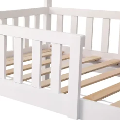 Happy Garden Lit cabane pour enfant 190x90cm blanc avec tiroirs MARCEAU - Discount
