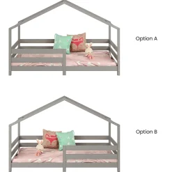 Idimex Lit cabane RENA 90 x 200 cm, en pin massif lasuré gris Hot