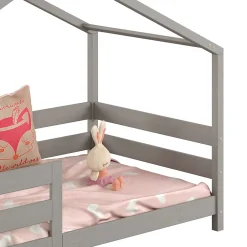 Idimex Lit cabane RENA 90 x 200 cm, en pin massif lasuré gris Hot