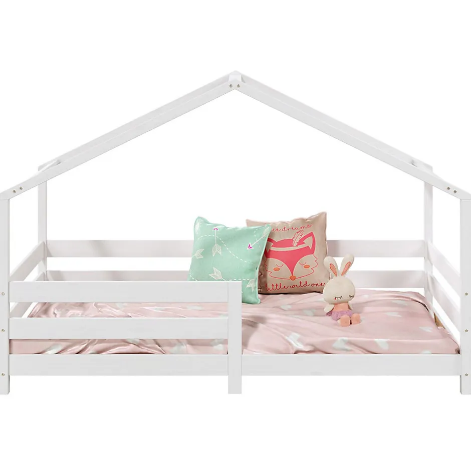 Enfant Idimex Lit cabane RENA 90 x 190 cm, en pin massif lasuré blanc