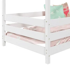 Enfant Idimex Lit cabane RENA 90 x 190 cm, en pin massif lasuré blanc