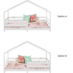 Enfant Idimex Lit cabane RENA 90 x 190 cm, en pin massif lasuré blanc