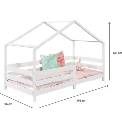 Enfant Idimex Lit cabane RENA 90 x 190 cm, en pin massif lasuré blanc