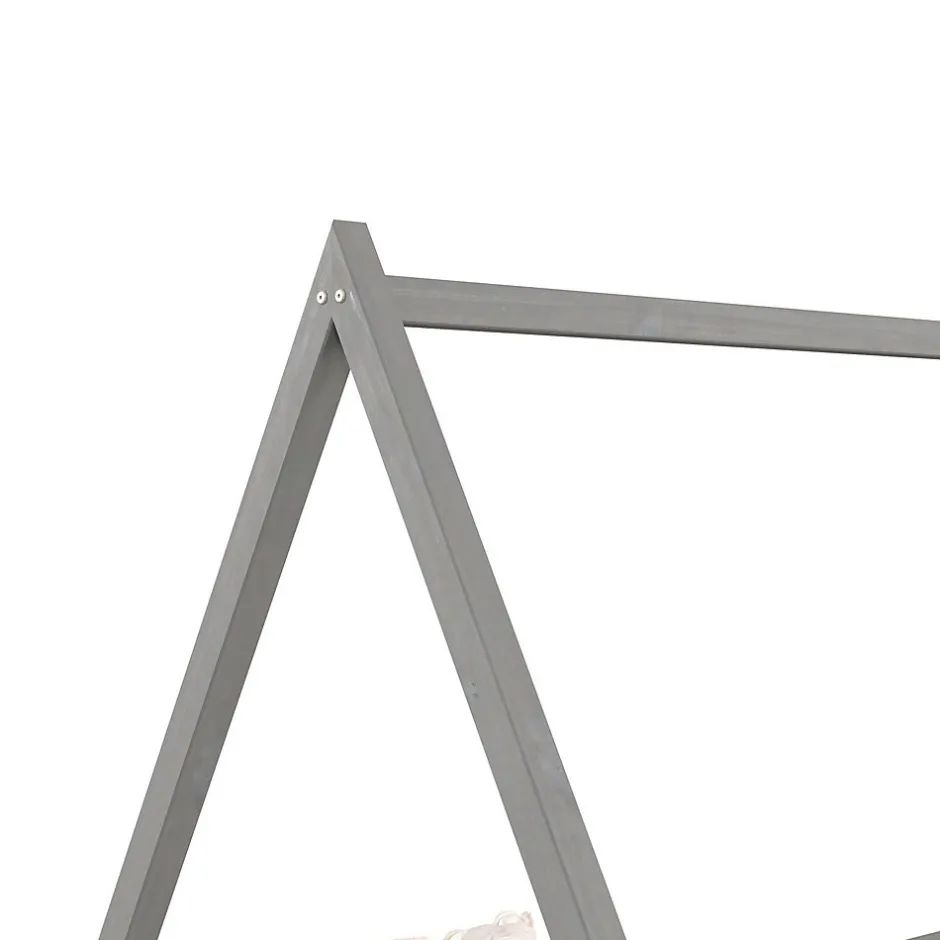 Enfant Idimex Lit cabane SILA 90 x 200 cm, en pin massif gris