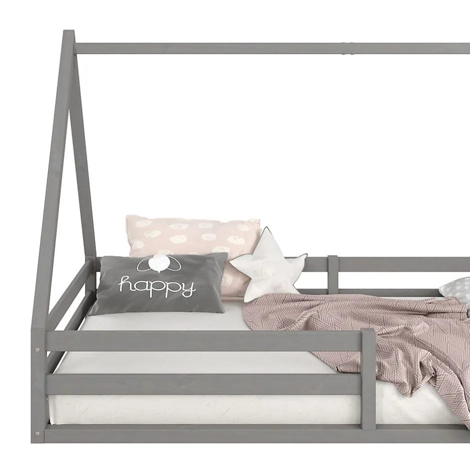 Enfant Idimex Lit cabane SILA 90 x 200 cm, en pin massif gris