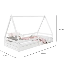 Idimex Lit cabane SILA 90 x 190 cm, en pin massif blanc Best