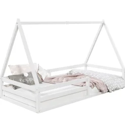 Idimex Lit cabane SILA 90 x 190 cm, en pin massif blanc Best
