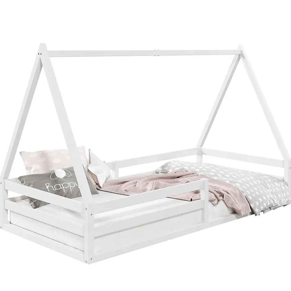 Idimex Lit cabane SILA 90 x 190 cm, en pin massif blanc Best