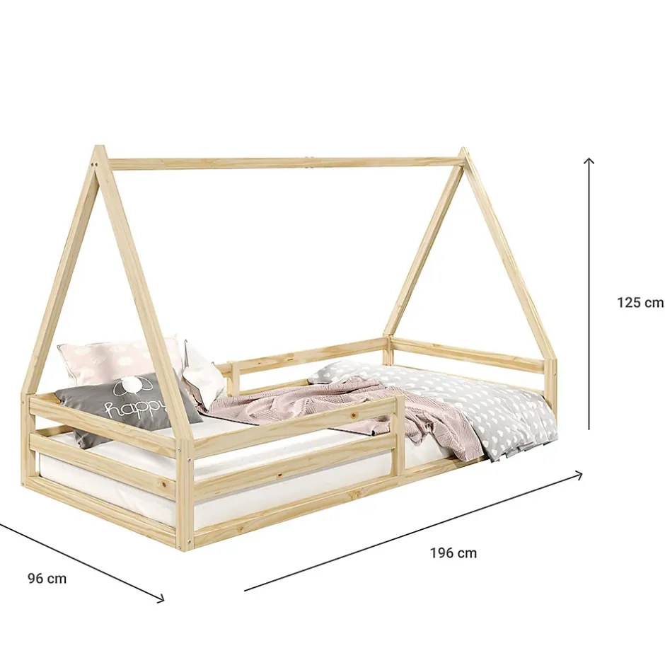 Idimex Lit cabane SILA 90 x 190 cm, en pin massif naturel New