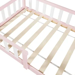 Enfant [En.Casa] Lit cabane Sisimiut avec matelas 90 x 200 cm rose / blanc en.casa