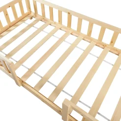[En.Casa] Lit cabane Sisimiut avec matelas 90 x 200 cm naturel en.casa